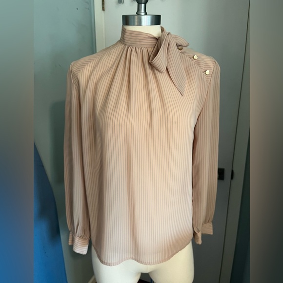 Oliver Paris Tops - Elegant Beige Blouse with Button Details. Bust 38”